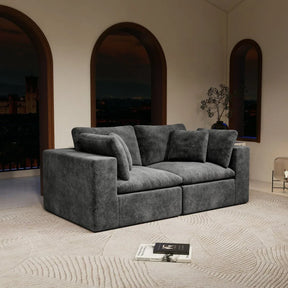 Modular 2-Seat Plush Corduroy Foam Sectional Sofa - Omega Lifestyles