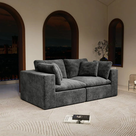 Modular 2-Seat Plush Corduroy Foam Sectional Sofa - Omega Lifestyles