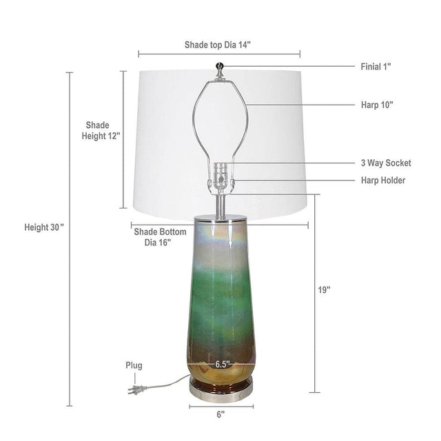 Multicolor Glass Round Plug-In Table Lamp - Omega Lifestyles