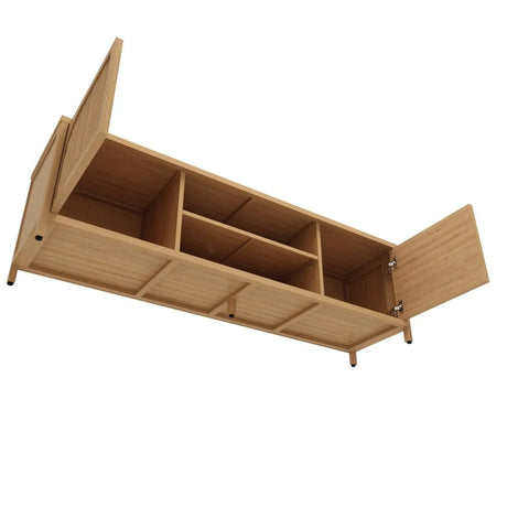 Natural Bamboo Bathroom Storage Cabinet With Shelves - Omega Lifestyles