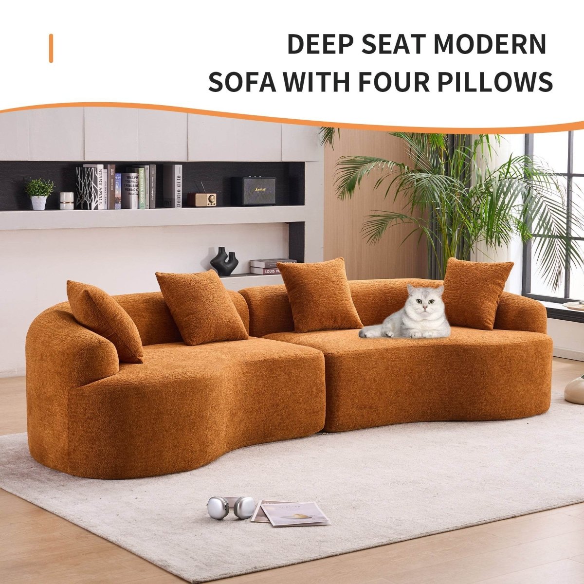 Orange Curved Foam Spring 4 - Seat Modular Sofa - Dreamtide - Omega Lifestyles