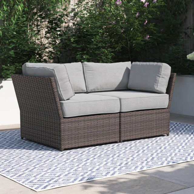 Outdoor Wicker Loveseat With Plush Weather - Resistant Cushions - Dreamtide - Omega Lifestyles