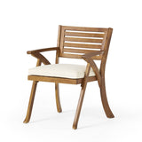 Pair Of Acacia Wood Outdoor Dining Armchairs With Cushions - Dreamtide - Omega Lifestyles