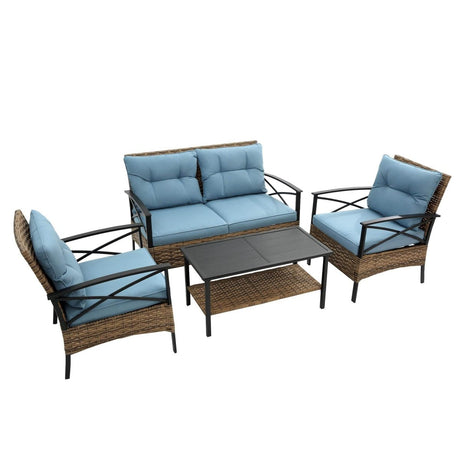 Patio 4 - Piece Steel Frame Outdoor Seating Conversation Set - Dreamtide - Omega Lifestyles
