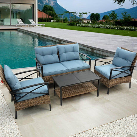 Patio 4 - Piece Steel Frame Outdoor Seating Conversation Set - Dreamtide - Omega Lifestyles