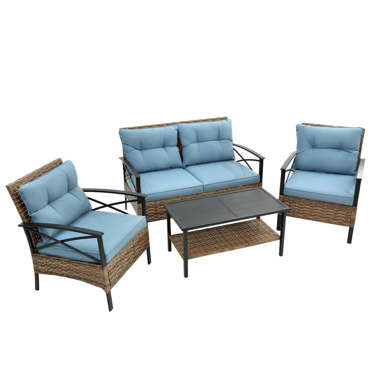 Patio 4 - Piece Steel Frame Outdoor Seating Conversation Set - Dreamtide - Omega Lifestyles