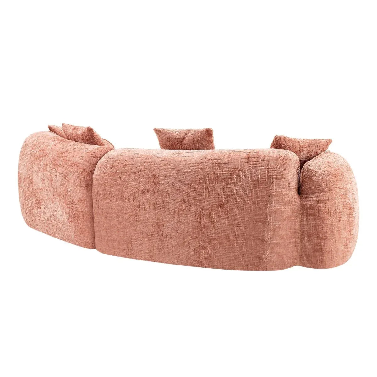 Pink Curved Medium-Soft Chenille 4-Seat Sofa - Omega Lifestyles