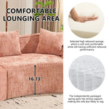 Pink Curved Medium-Soft Chenille 4-Seat Sofa - Omega Lifestyles