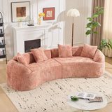 Pink Curved Medium-Soft Chenille 4-Seat Sofa - Omega Lifestyles