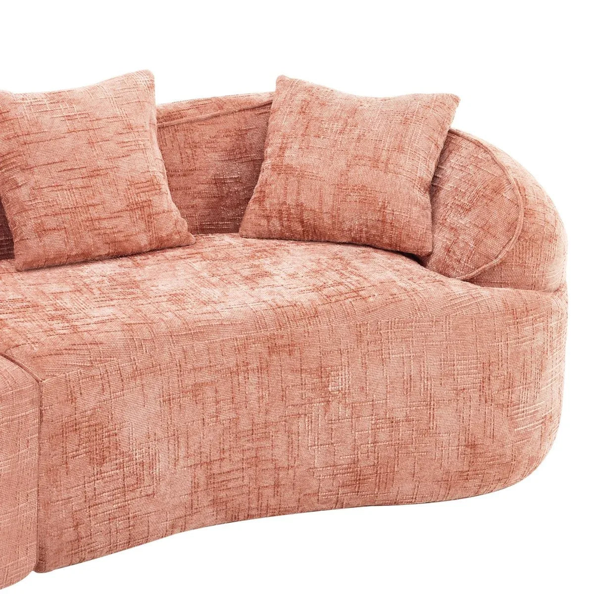 Pink Curved Medium-Soft Chenille 4-Seat Sofa - Omega Lifestyles