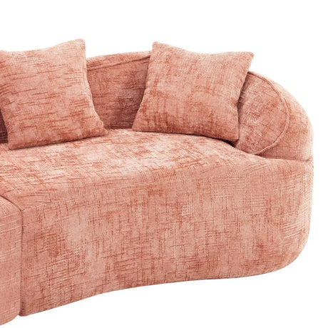 Pink Curved Medium-Soft Chenille 4-Seat Sofa - Omega Lifestyles