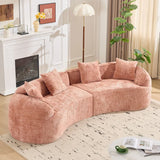Pink Curved Medium-Soft Chenille 4-Seat Sofa - Omega Lifestyles