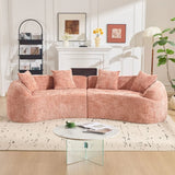 Pink Curved Medium-Soft Chenille 4-Seat Sofa - Omega Lifestyles