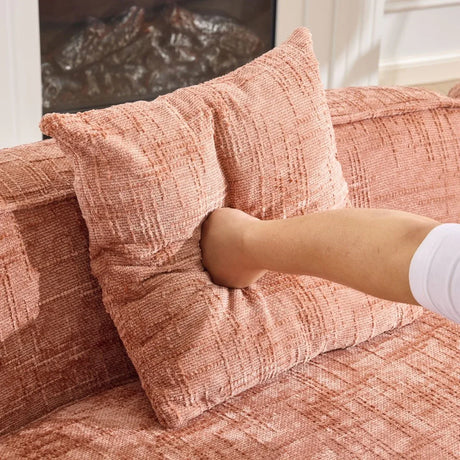 Pink Curved Medium-Soft Chenille 4-Seat Sofa - Omega Lifestyles