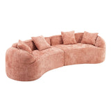 Pink Curved Medium-Soft Chenille 4-Seat Sofa - Omega Lifestyles