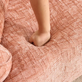 Pink Curved Medium-Soft Chenille 4-Seat Sofa - Omega Lifestyles