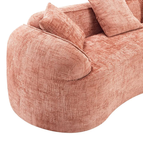 Pink Curved Medium-Soft Chenille 4-Seat Sofa - Omega Lifestyles