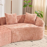Pink Curved Medium-Soft Chenille 4-Seat Sofa - Omega Lifestyles