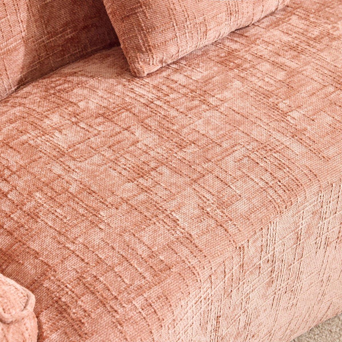 Pink Curved Medium-Soft Chenille 4-Seat Sofa - Omega Lifestyles