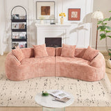 Pink Curved Medium-Soft Chenille 4-Seat Sofa - Omega Lifestyles
