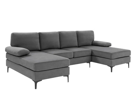 Polyester Blend Dark Gray U-Shape Sectional Sofa - Omega Lifestyles