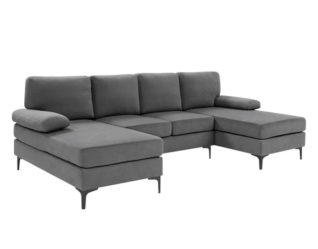 Polyester Blend Dark Gray U-Shape Sectional Sofa - Omega Lifestyles