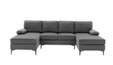 Polyester Blend Dark Gray U-Shape Sectional Sofa - Omega Lifestyles