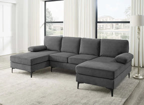 Polyester Blend Dark Gray U-Shape Sectional Sofa - Omega Lifestyles