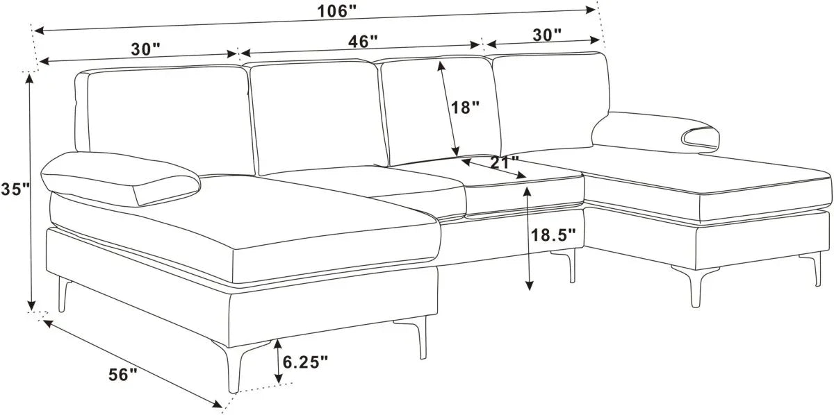 Polyester Blend Dark Gray U-Shape Sectional Sofa - Omega Lifestyles