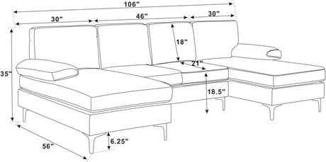 Polyester Blend Dark Gray U-Shape Sectional Sofa - Omega Lifestyles