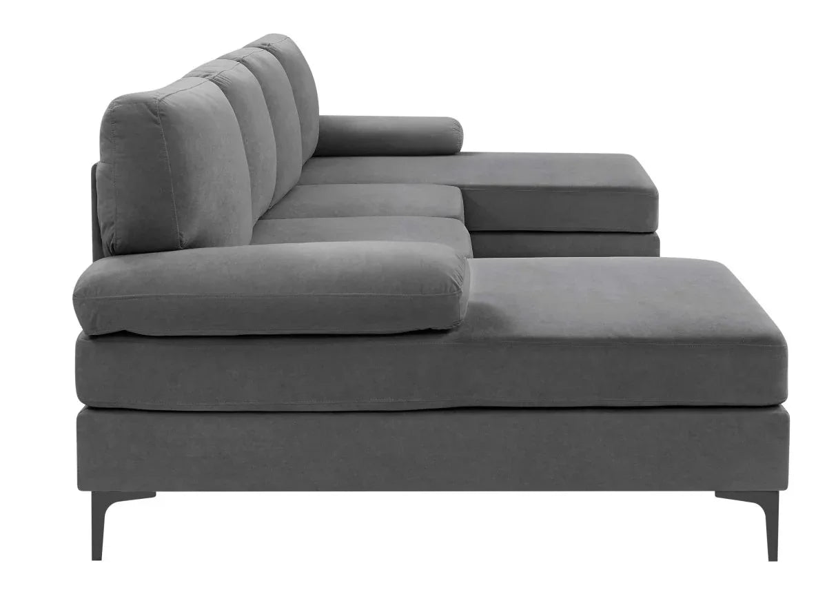 Polyester Blend Dark Gray U-Shape Sectional Sofa - Omega Lifestyles