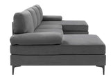 Polyester Blend Dark Gray U-Shape Sectional Sofa - Omega Lifestyles