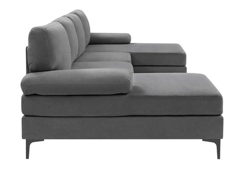 Polyester Blend Dark Gray U-Shape Sectional Sofa - Omega Lifestyles