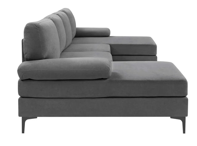 Polyester Blend Dark Gray U-Shape Sectional Sofa - Omega Lifestyles