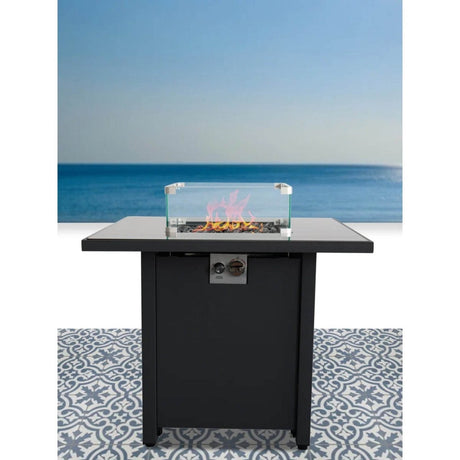 Powder - Coated Steel Square Outdoor Fire Pit With Lid - Dreamtide - Omega Lifestyles