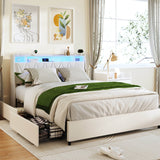 Queen Metal Platform Bed Frame With Ergonomic Headboard And Outlets - Dreamtide - Omega Lifestyles