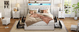 Queen Metal Platform Bed Frame With Ergonomic Headboard And Outlets - Dreamtide - Omega Lifestyles