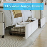 Queen Metal Platform Bed Frame With Ergonomic Headboard And Outlets - Dreamtide - Omega Lifestyles