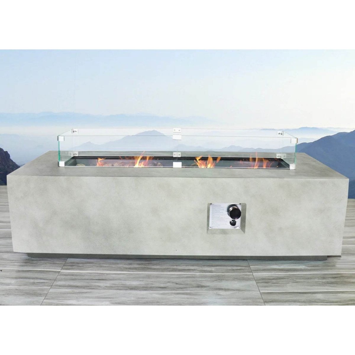 Rectangular Fiber - Reinforced Concrete Propane Fire Pit Table - Dreamtide - Omega Lifestyles