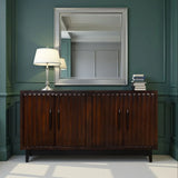 Rosewood Finish 64-Inch Four Door Wood Cabinet - Omega Lifestyles