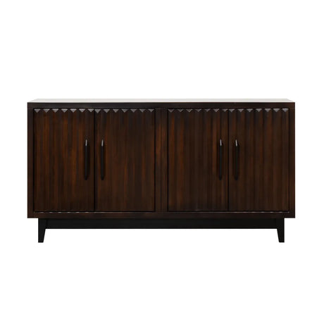 Rosewood Finish 64-Inch Four Door Wood Cabinet - Omega Lifestyles