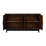 Rosewood Finish 64-Inch Four Door Wood Cabinet - Omega Lifestyles