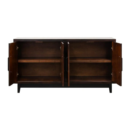 Rosewood Finish 64-Inch Four Door Wood Cabinet - Omega Lifestyles