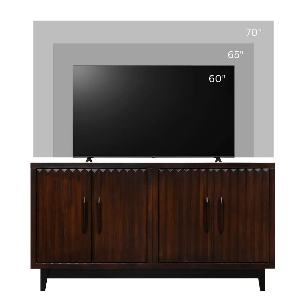 Rosewood Finish 64-Inch Four Door Wood Cabinet - Omega Lifestyles