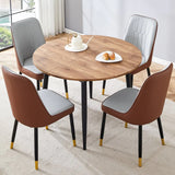 Round Extendable MDF Dining Table With Four PU Chairs - Omega Lifestyles