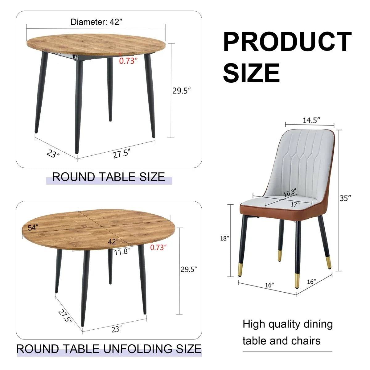 Round Extendable MDF Dining Table With Four PU Chairs - Omega Lifestyles