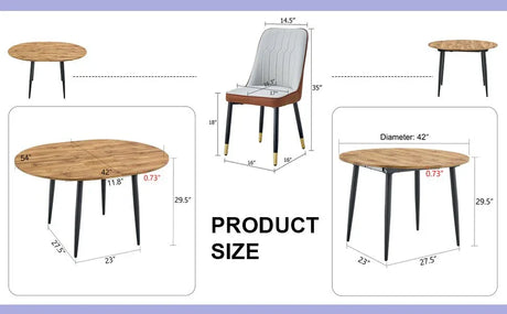 Round Extendable MDF Dining Table With Four PU Chairs - Omega Lifestyles