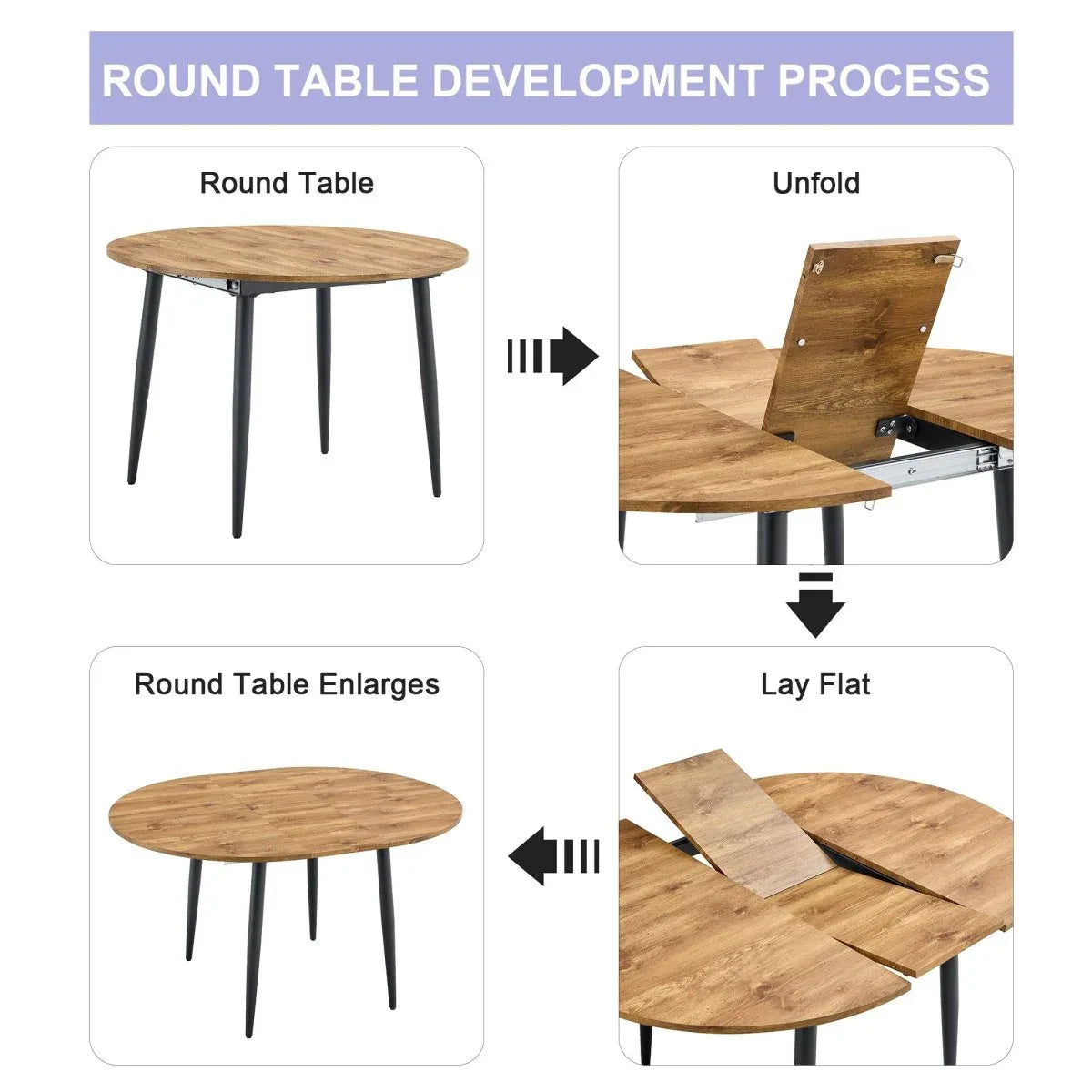 Round Extendable MDF Dining Table With Four PU Chairs - Omega Lifestyles