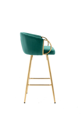Set of 2 Green Velvet Fabric Foam Bar Stools - Omega Lifestyles