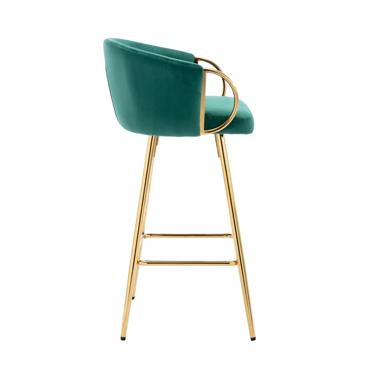 Set of 2 Green Velvet Fabric Foam Bar Stools - Omega Lifestyles
